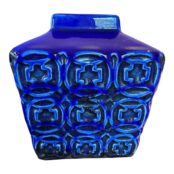 Vintage 70s Retro Mid Century Cobalt Blue Ceramic Vase - Picture 6 of 12